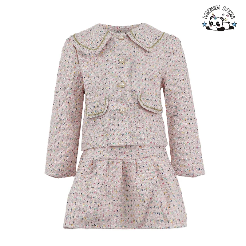 LEZONKIDS - OEM Customized Spring Autumn Children's Casual Coat Skirt Two-piece Girls Clothing Set